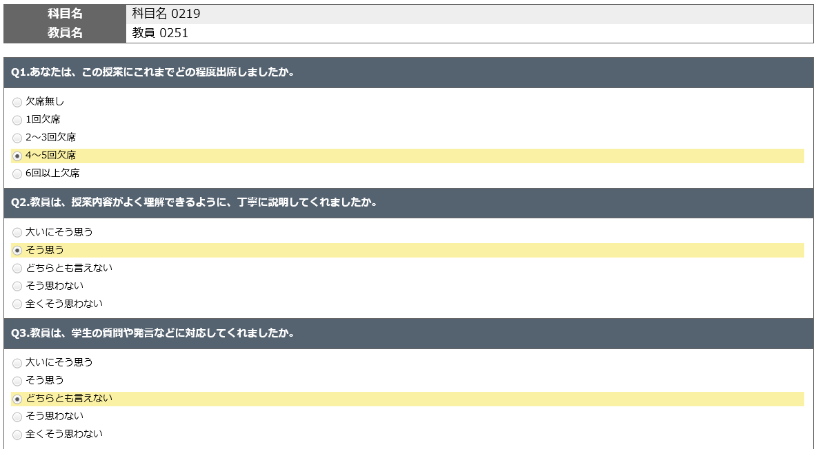 アンケート回答